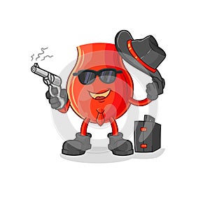 Uvula mafia with gun character. cartoon mascot vector