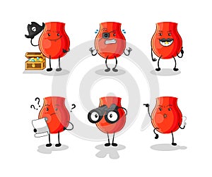 Uvula Pirate group character. cartoon mascot vector