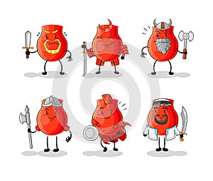 Uvula warrior group character. cartoon mascot vector