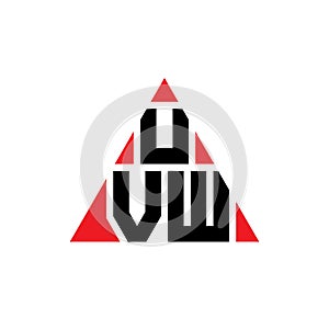 UVW triangle letter logo design with triangle shape. UVW triangle logo design monogram. UVW triangle vector logo template with red photo