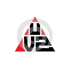 UVZ triangle letter logo design with triangle shape. UVZ triangle logo design monogram. UVZ triangle vector logo template with red