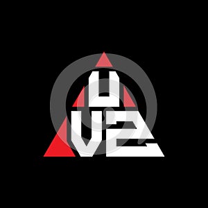 UVZ triangle letter logo design with triangle shape. UVZ triangle logo design monogram. UVZ triangle vector logo template with red