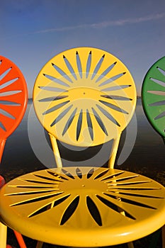 Uw chairs lined up closeup