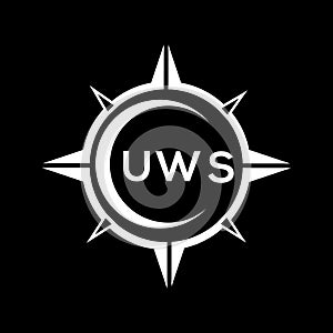 UWS abstract technology logo design on Black background. UWS creative initials letter logo concept