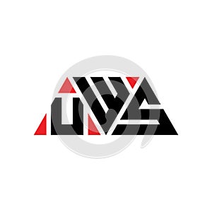 UWS triangle letter logo design with triangle shape. UWS triangle logo design monogram. UWS triangle vector logo template with red
