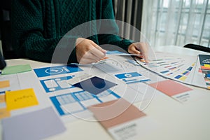 UX graphic designer planning application process development prototype wireframe for web smart phone