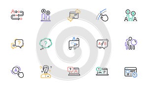 UX line icons. AB testing, Journey path map and Question mark. Linear icon set. Vector