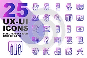 UX UI Application outline gradient icons set base on 64px