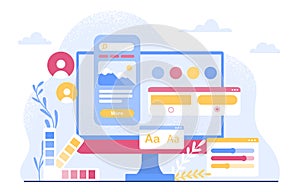 Ux and ui design platform vector concept