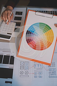 UX UI design process for modish mobile application and website . Creative prototype of wireframe for professional app developer