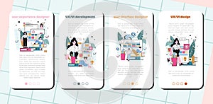 UX and UI designer mobile application banner set. App or website