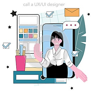 UX and UI designer online service or platform. App or website