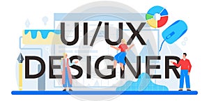 UX UI designer typographic header. App interface improvement