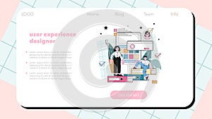 UX and UI designer web banner or landing page. App or website