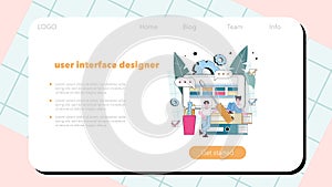 UX and UI designer web banner or landing page. App or website