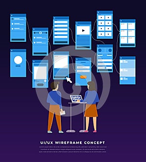 UX UI Flowchart. Mock-ups mobile application concept flat desig photo