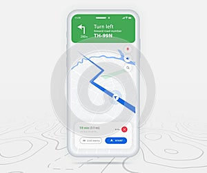 UX UI Mobile map GPS navigation app concept, Smartphone map application, App search map navigation, Technology map city vector