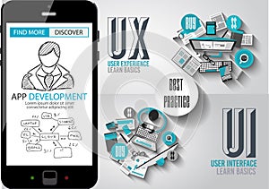 UX User Experience Background concept with Doodle design style