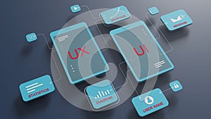 UX user interface flowchart, connection mode graphic designer, application process development, data prototype, website