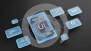 UX user interface flowchart, connection mode graphic designer, application process development, data prototype, website