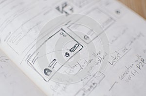 UX wireframes on paper 