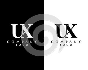 UX, XU letter logo design with black and white color that can be used for creative business and company