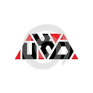 UXD triangle letter logo design with triangle shape. UXD triangle logo design monogram. UXD triangle vector logo template with red
