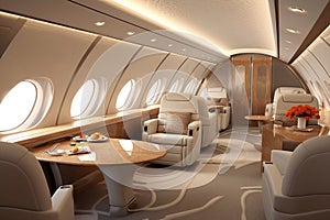 uxurious Modern Business Jet Interior. Generative AI