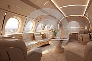 uxurious Modern Business Jet Interior. Generative AI