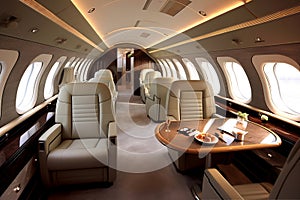 uxurious Modern Business Jet Interior. Generative AI