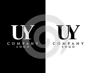 UY, YU letter logo design with black and white color that can be used for creative business and company