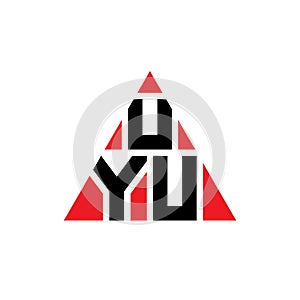 UYU triangle letter logo design with triangle shape. UYU triangle logo design monogram. UYU triangle vector logo template with red