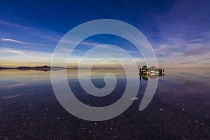 Uyuni reflections are one of the most amazing things that a photographer can see. Here we can see how the sunrise over an infinite