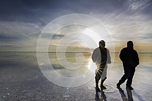 Uyuni reflections are one of the most amazing things that a photographer can see. Here we can see how the sunrise over an infinite