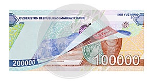Uzbek currency devaluation concept photo