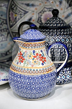 Uzbek Hand Painted Pottery Jug - Izmailovo Vernissage Crafts Market