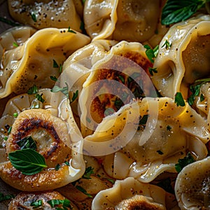 Uzbek Lamb and Beef Dumplings Called Chuchvara, Asian Ravioli with Minced Meat known as Pelmeni