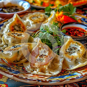 Uzbek Lamb and Beef Dumplings Called Chuchvara, Asian Ravioli with Minced Meat known as Pelmeni