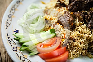 Uzbek pilaf with beef