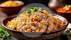 Uzbek pilaf on the table