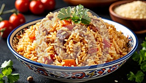 Uzbek pilaf on the table