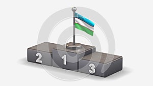 Uzbekistan 3D waving flag illustration on winner podium.