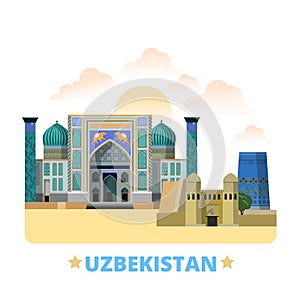 Uzbekistan country design template Flat cartoon st
