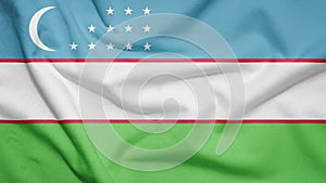 Uzbekistan flag with fabric texture