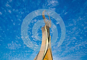 UZBEKISTAN, TASHKENT - JANUARY 4, 2023: Monument of Independence in the form of a stele with a Humo bird in the New photo
