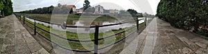 Uzhgorod. The bridge. Mini sculpture of Gordian Knot. River Uzh