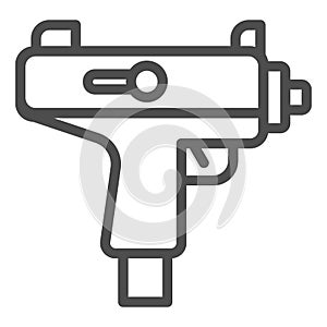 Uzi submachine gun line icon. Automatic machine weapon symbol, outline style pictogram on white background. Warfare or