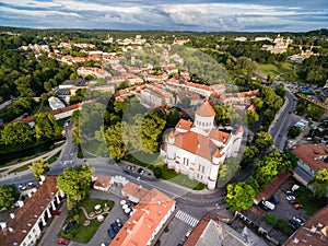 Uzupis District and Republic in Vilnius, Lithuania. One of the famous district in Vilnius. Full of art performance. The Cathedral