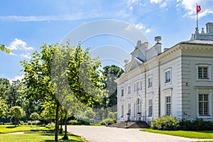 Uzutrakis manor. Colonnaded mansion set in landscaped gardens