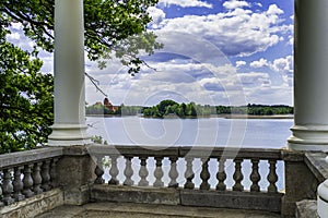 Uzutrakis Manor Estate Balcony and the View of Trakai Island Castle